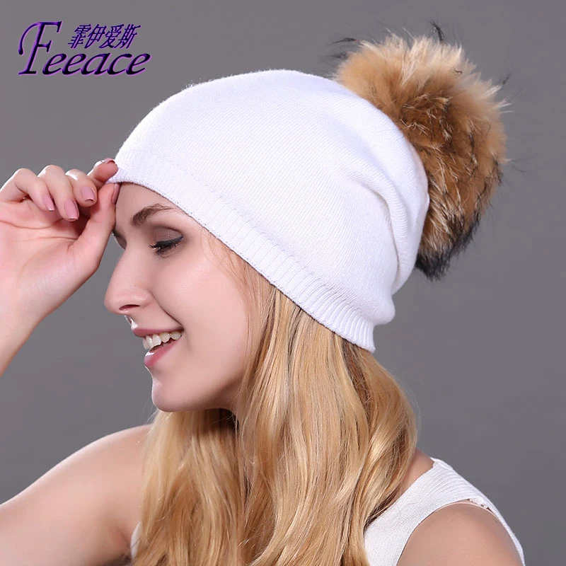 Шапка из норкового волоса Skullies. Вязаная шапка зимняя теплая головной убор