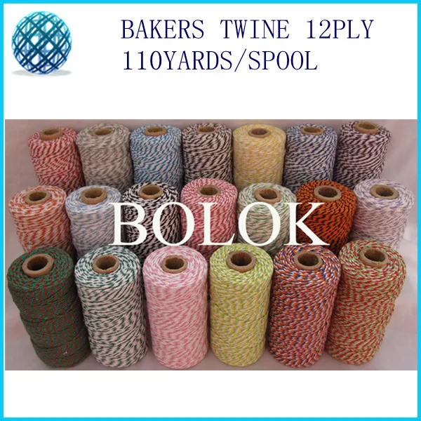 

Free shipping 55 kinds color Baker twine 110yards/spool (20pcs/lot) gift packing rope, cotton packing rope