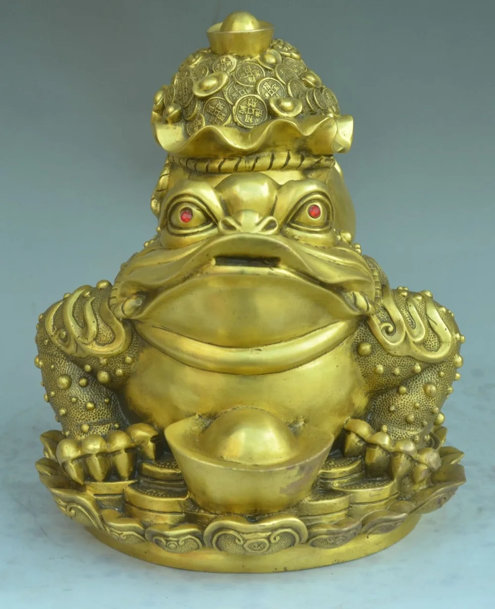 11" Chinese Copper Feng shui Animal Money Yuan bao Toad Statue | Дом и сад