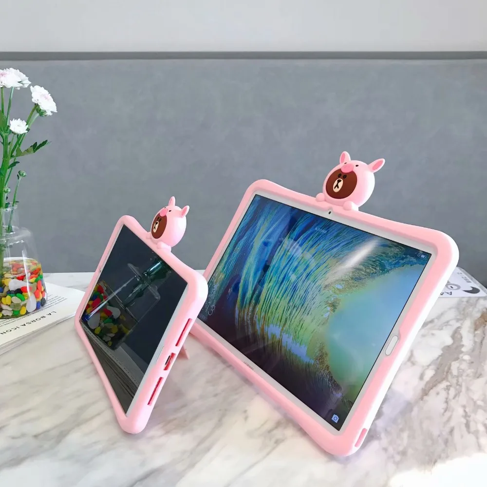Модный силиконовый чехол с розовым медведем для huawei MediaPad T3 10 9," AGS-L09 W09, подставка для планшета, удароустойчивый ЭВА, чехол для всего тела