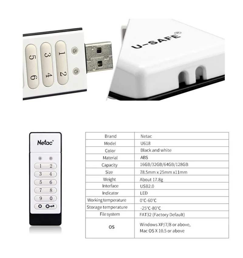Usb флеш-накопитель Netac 2,0 64 ГБ 32 ГБ 16 ГБ флеш-накопитель Флешка водонепроницаемый u-диск Memoria Usb флешка физическое шифрование U диск
