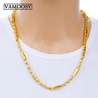 fine mens necklace curb cuban link tone 24k gold necklace chain for male rapper necklace jewelry groom wedding gold necklace