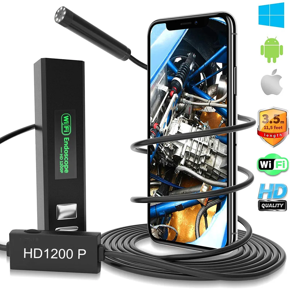 Эндоскоп Инспекционная камера для iPhone Android компьютер WiFi смартфон эндоскоп HD1200p