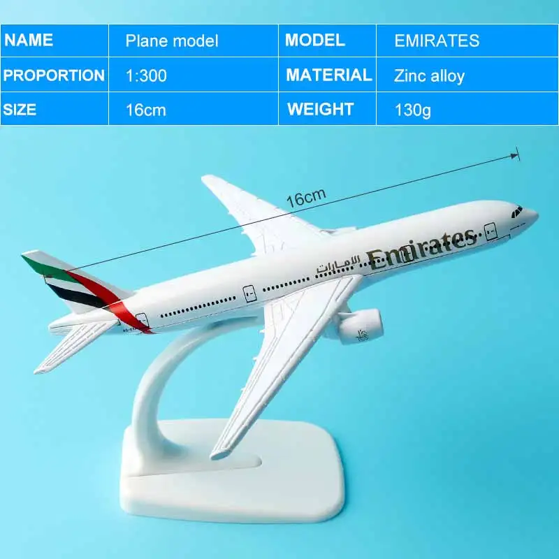 Emirates B777 16 см сплав модель самолета Lufthansa Thai Emirates A380 Медвежонок A320 Израиль ОАЭ B777 Бразилия GOL Boeing 737 - Цвет: Emirates B777