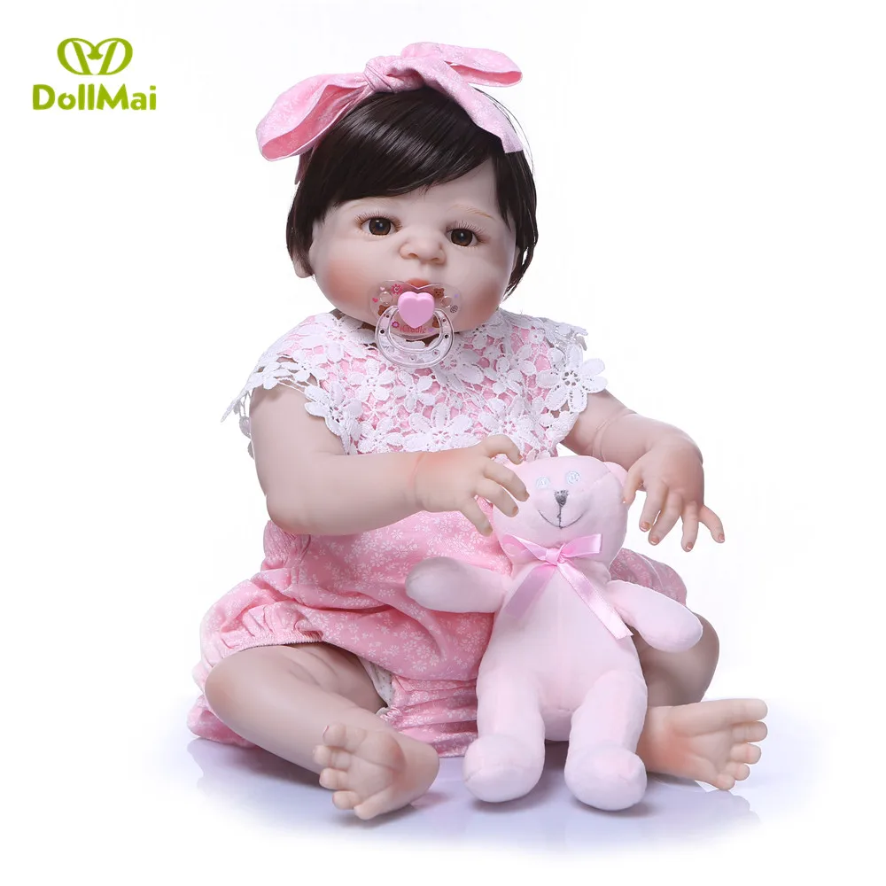 

DollMai baby reborn 23"57cm full silicone reborn girl babies dolls toys for children birthday gift bambole reborn menina boneca