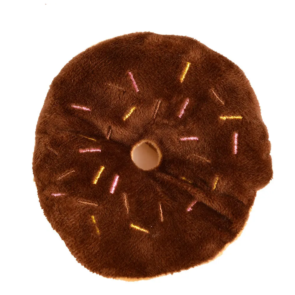 Brown Donut Игрушка-пончик из хлопка для домашних животных, милый маленький щенок, игрушка для жевания, кряканье, собачьи жевательные игрушки-пончики, мопс - Цвет: Brown Donut