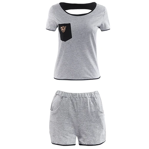 Женский летний сексуальный повседневный костюм с вырезом на спине|casual tops|t