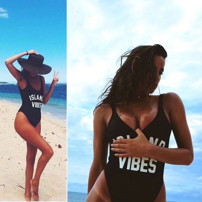 2017 хит продаж сексуальный цельный купальник с буквенным принтом женский