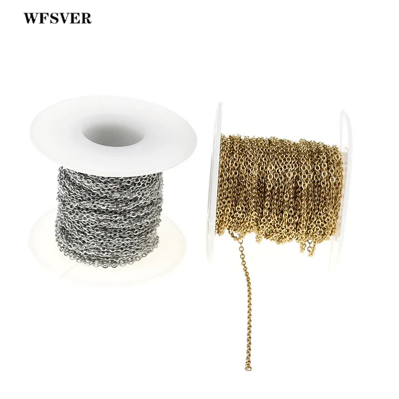 WFSVER 10m/lot 1/1.5/2/2.5mm width Cross Chain Silver Gold Rose Stainless Steel Accessories for DIY Jewelry Making Supplies | Украшения и