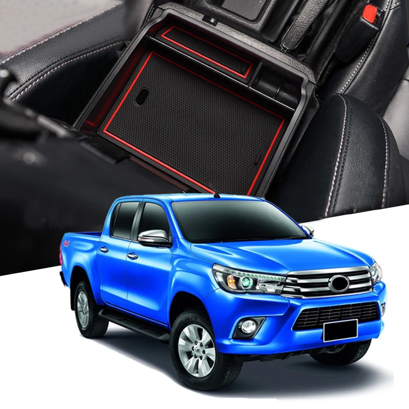 Черный пластиковый подлокотник для салона Toyota Hilux Revo 2015 2019 хранения органайзер