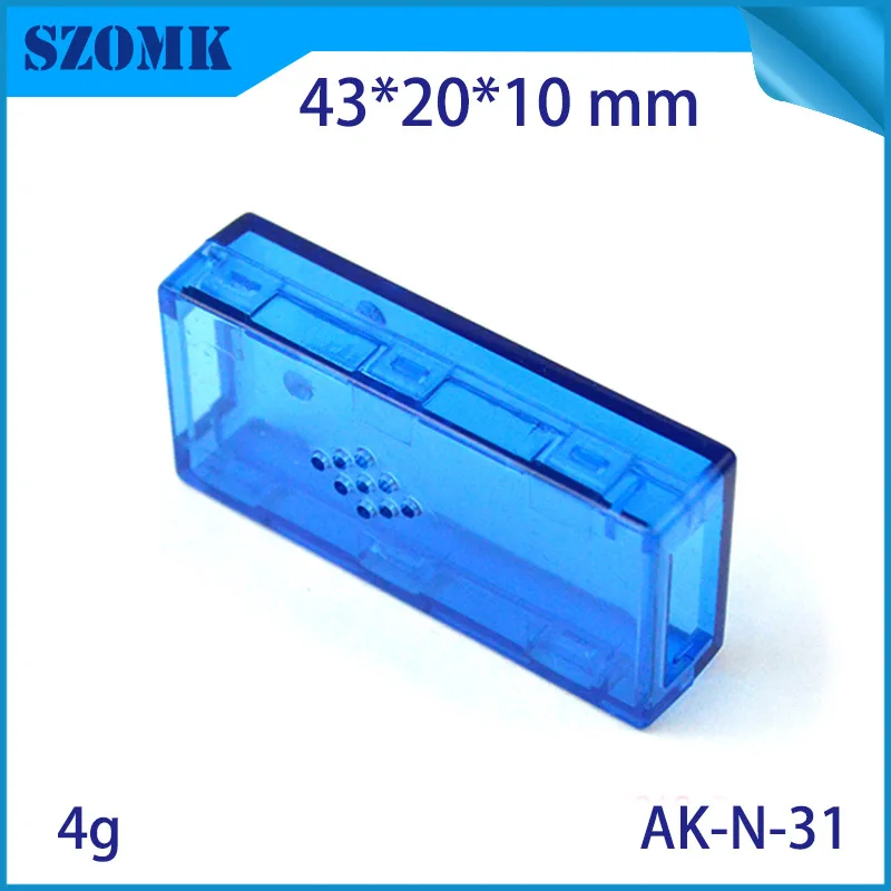1 шт 43*20*10 мм прозрачный синий/белый пластиковый usb корпус маленькая пластиковая