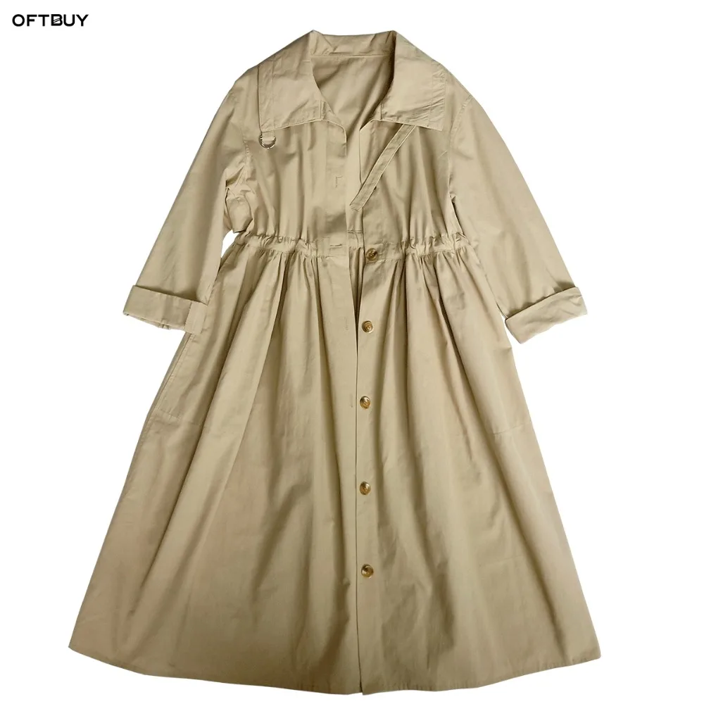 OFTBUY 2019 весеннее пальто Тренч для женщин модные классические нерегулярные