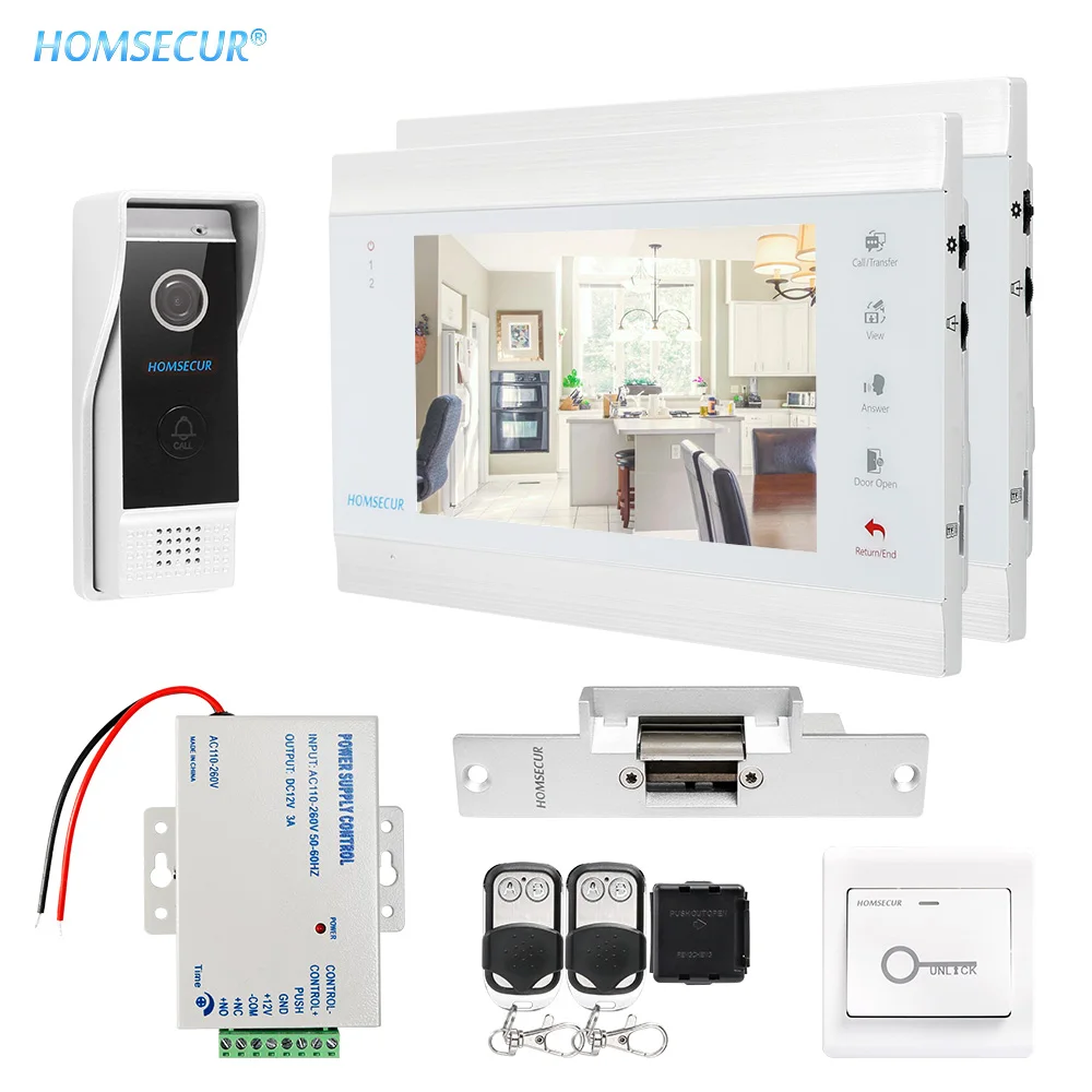 

HOMSECUR 7 inch Video Doorbell Monitor Intercom With 1.3MP Outdoor Camera IP65 Door Phone Intercom System BC031HD-B+BM705HD-W