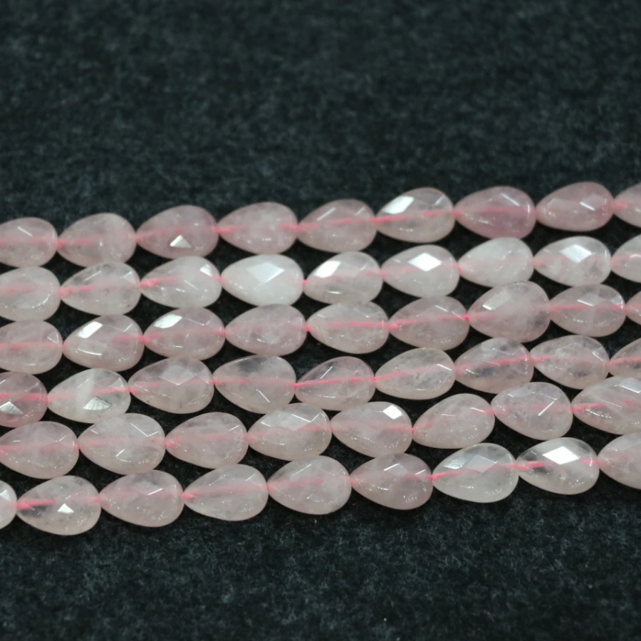 

Pink Crystal Beads Necklace Point Pendant, 10x14mm Teardrop Stone, Strands hole about 1mm, total 15.5''/strand