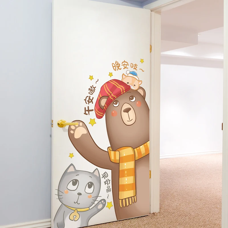 [Shijuekongjian] кошки наклейки на стену в виде медведя DIY мультфильм настенные с