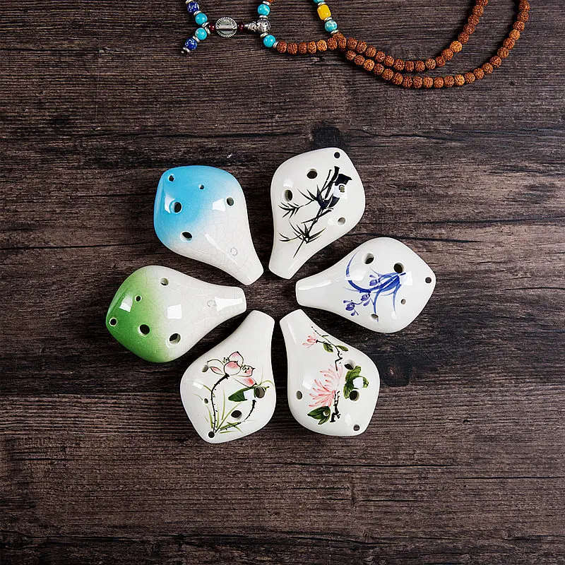 6 отверстий alto C ocarina оптовая продажа короткий рот ручная роспись лед трещины для