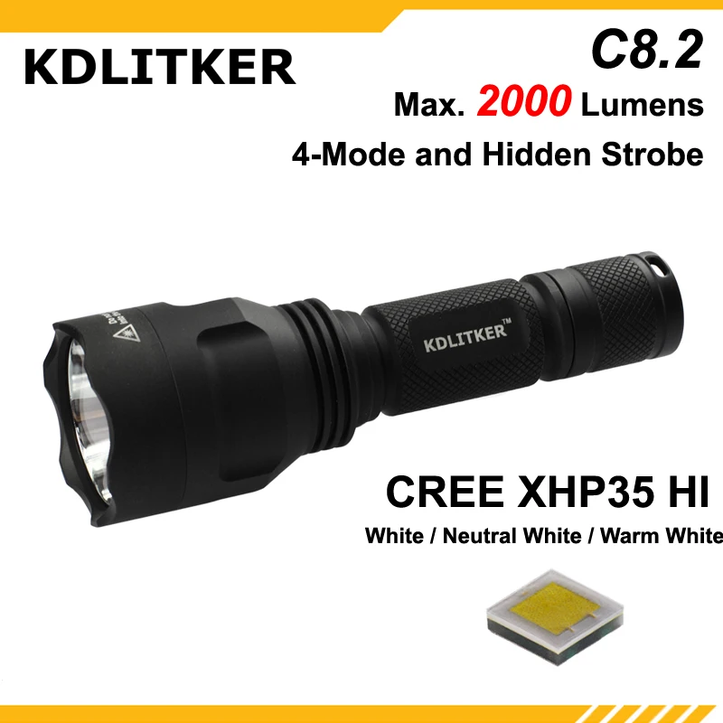 KDLITKER C8.2 C8 Cree XHP35 HI Белый/нейтральный белый/теплый белый 2000 люмен 5 режимный