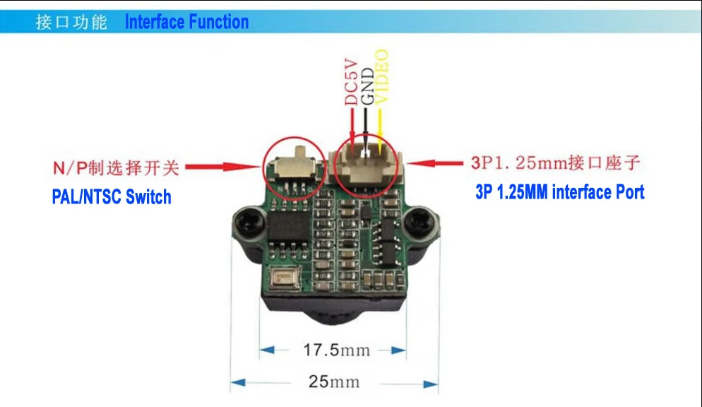 

F18142 HD 1000TVL Mini FPV Camera Lens 2.8mm 3MP PAL/NTSC Switchable w/ Angle Adjustable Holder for DIY RC Racing Drone 250 210