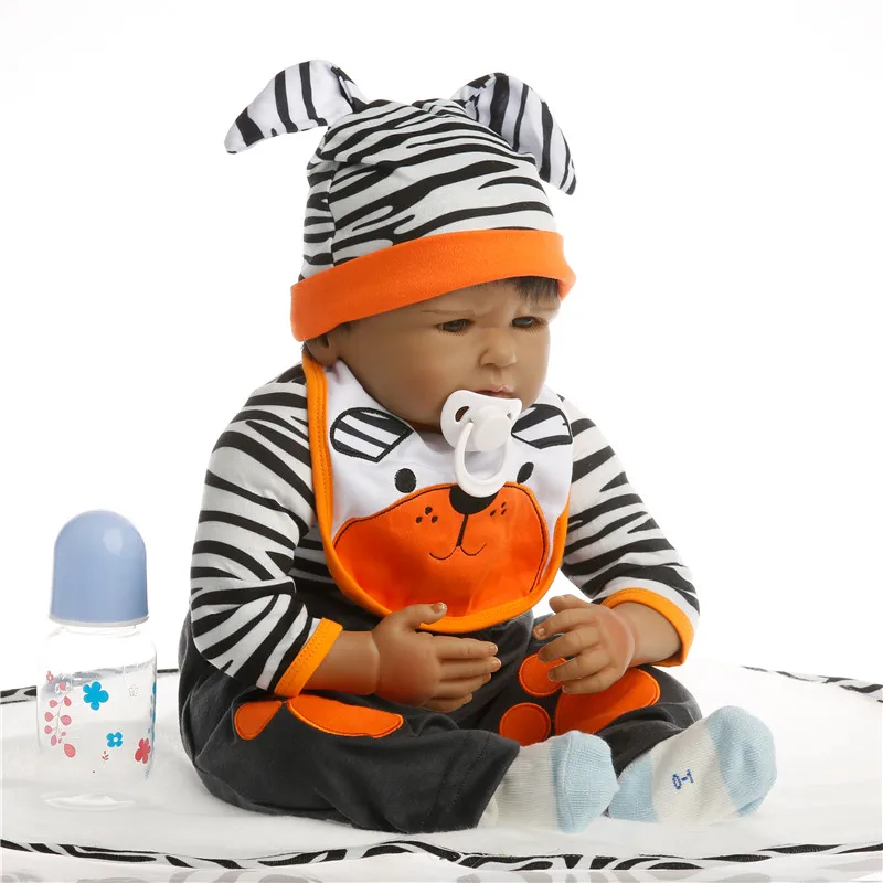 SanyDoll 22 дюйма 55 см силиконовые куклы для новорожденных реалистичные милые черные