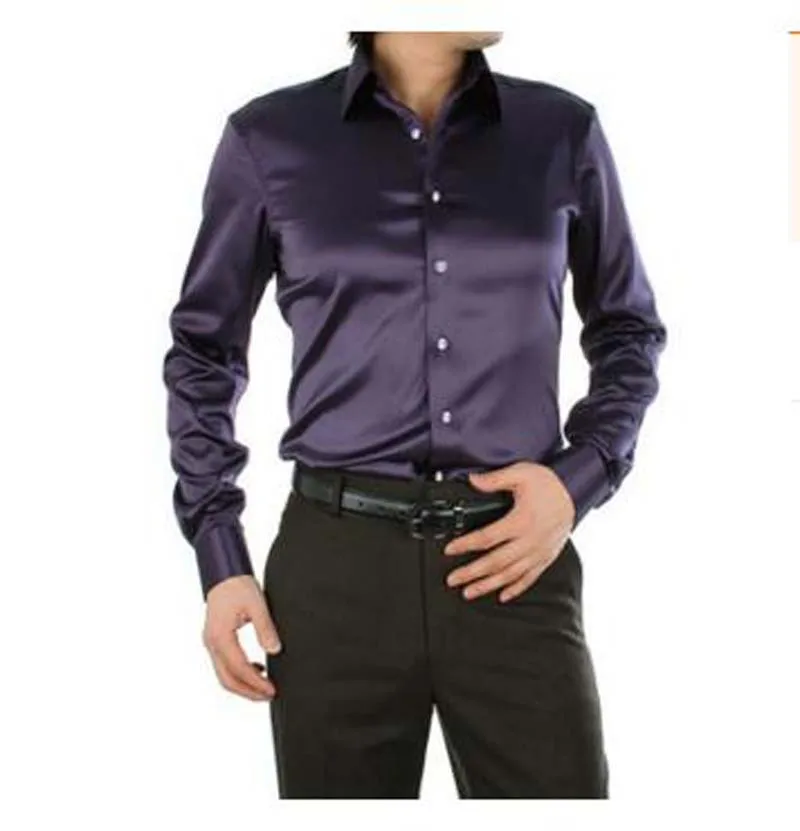 2017 новая модная качественная шелковая мужская Повседневная рубашка свободная