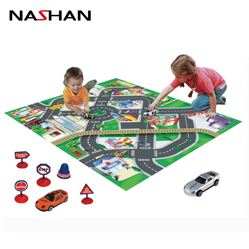 Nashan play mat пазл коврик tapis jeux voiture enfant jeu хлопок пазлы ковер для машинок дети детский