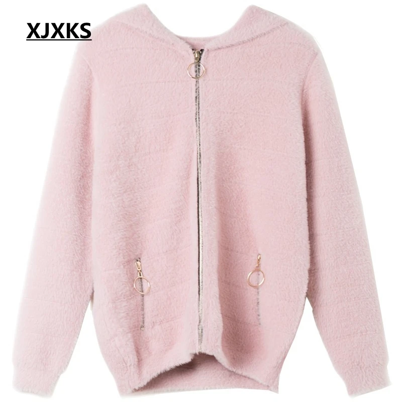 XJXKS Casaco Feminino осенняя куртка женская одежда удобные женские пальто с капюшоном и
