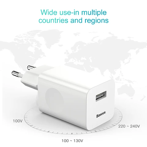 Baseus 24W Quick Charge 3.0 USB Зарядное устройство QC3.0 Настенное зарядное устройство для мобильного телефона для iPhone X Xiaomi Mi 9 Tablet iPad EU QC Быстрая зарядка