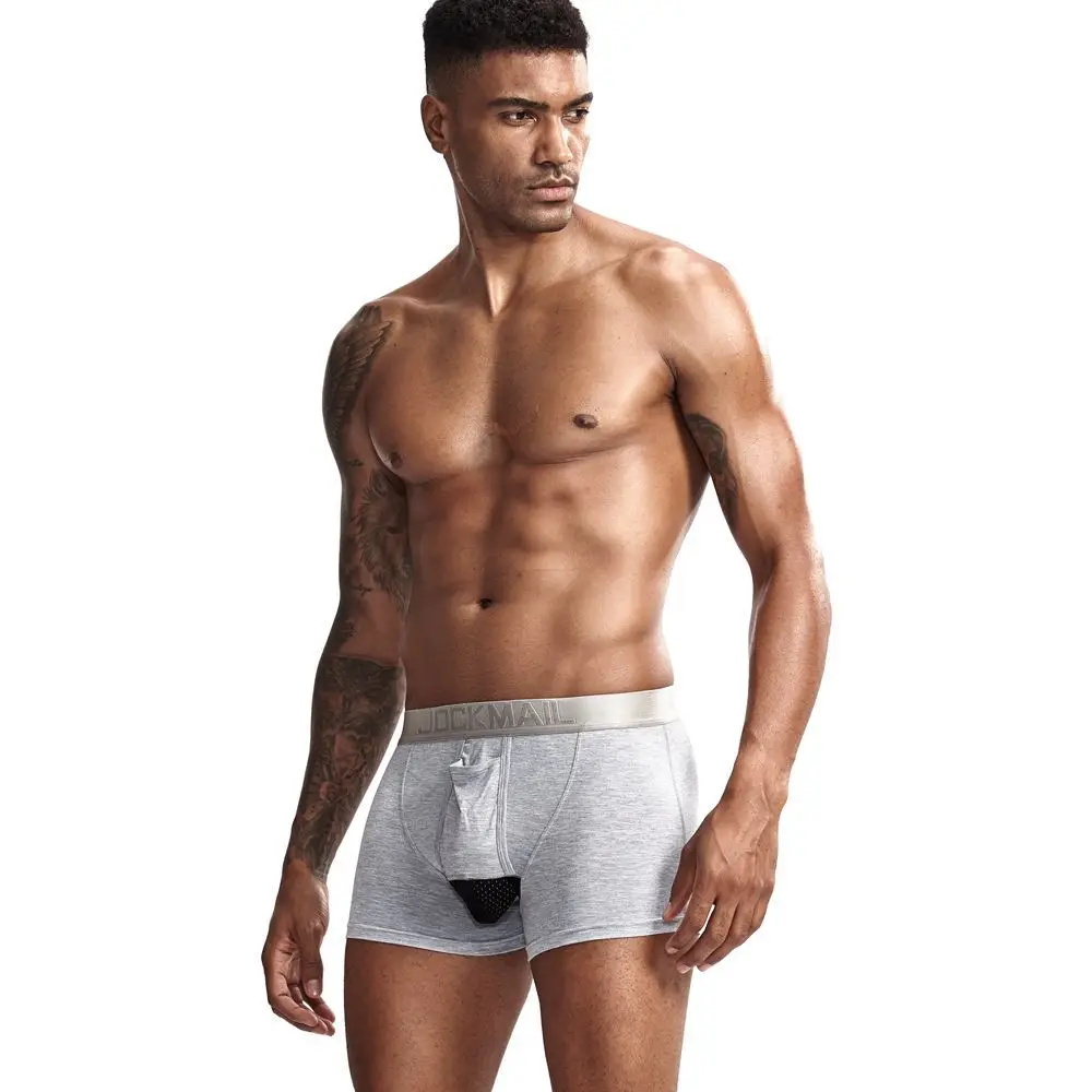 JOCKMAIL боксер Мужское нижнее белье Чехол для пениса тоннель отверстие Мошонка уход