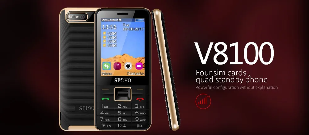 SERVO V8100 2,8 дюймов 4 sim-карты 4 резервный телефон Bluetooth фонарик FM GPRS GSM мобильные телефоны с русской клавиатурой мобильный телефон