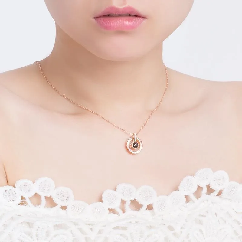 100% Silver 925 Heart Necklace I LOVE YOU in 100 Languages Light projection Wedding Pendant | Украшения и аксессуары
