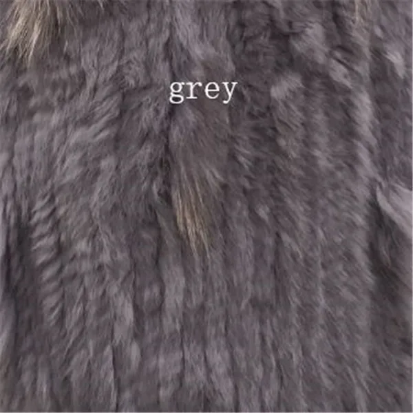 grey SF0013 натуральная качественная куртка с кроличьим мехом/ручная вязка с натуральным кроличьим мехом Женская зимняя меховая куртка s - Цвет: grey