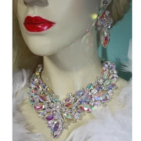 gorgeous bridal jewelry sets ab color marquise crystal necklace earring women brides party earrings set prom bride accessories