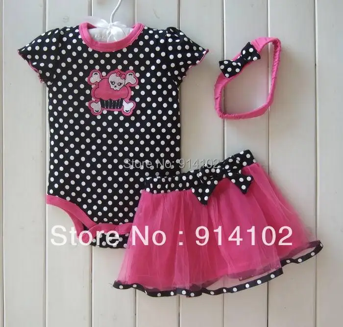 Розничная продажа Одежда для маленьких девочек 3 шт. костюмы комбинезон с черепом