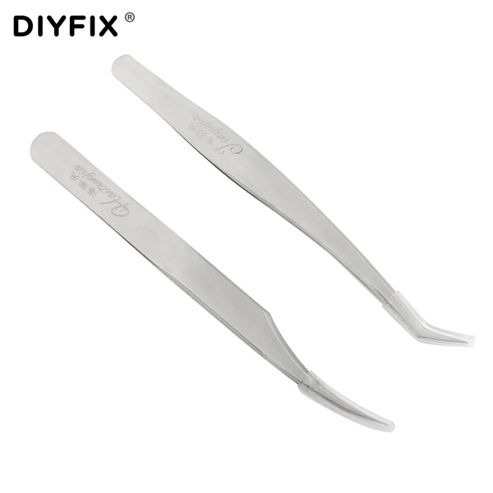 2 шт. антистатические щипцы DIYFIX прецизионные из нержавеющей стали тонкие