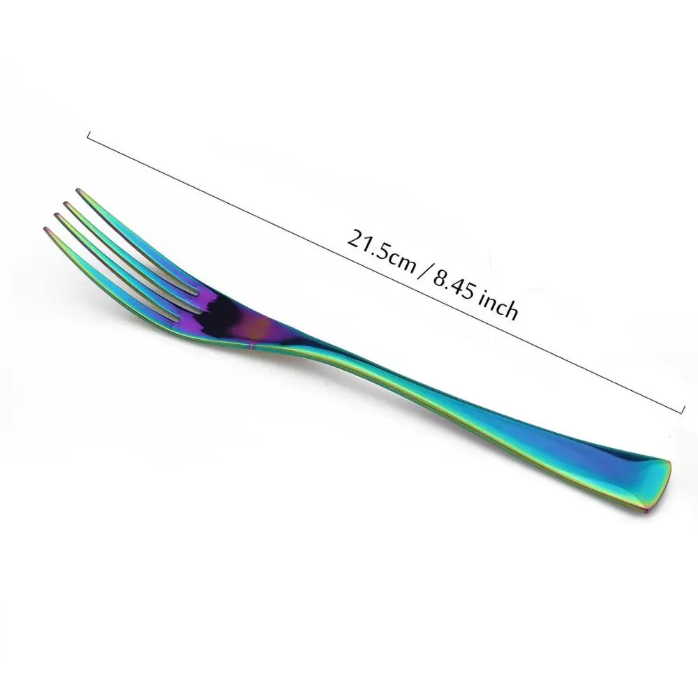DINNER FORK JANKNG 1-Pieces Радужный набор посуды красочное Зеркало Набор посуды из нержавеющей стали Западный столовый набор для кухни аксессуары - Цвет: DINNER FORK