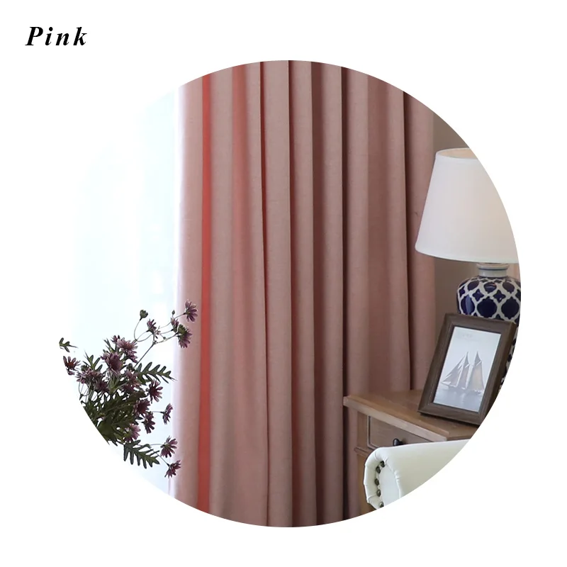 Pink Innermor Твердые шторы для гостиной скандинавские элегантные шторы для спальни из искусственного льна шторы для кухонного окна Индивидуальные - Цвет: Pink