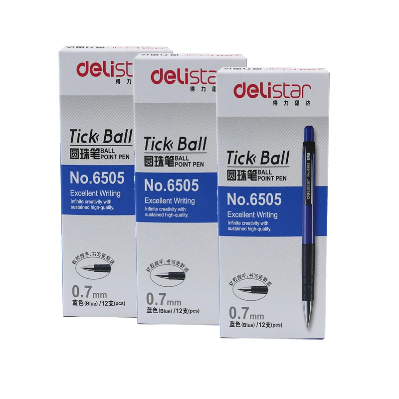 

Deli 36 шт. шариковая ручка с кнопкой, Офисная шариковая ручка 0,7 мм, синяя ручка 6505, разноцветная оболочка