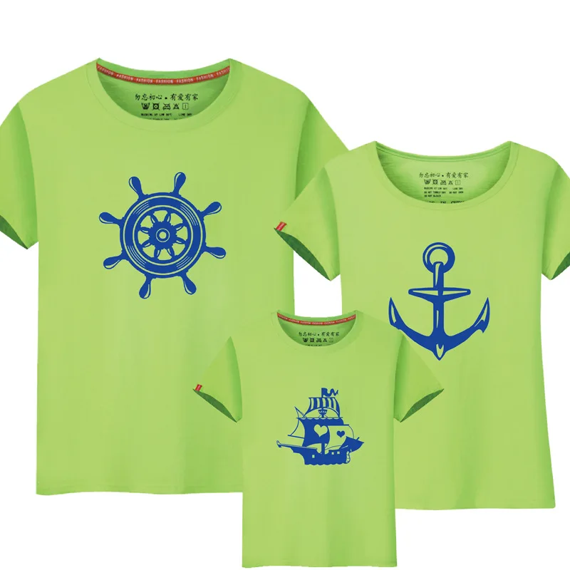 

1Piece Summer Family Matching Clothes New Family Look Anchor T Shirts Father Mother Kids Cartoon Outfits Family Matching Clothes