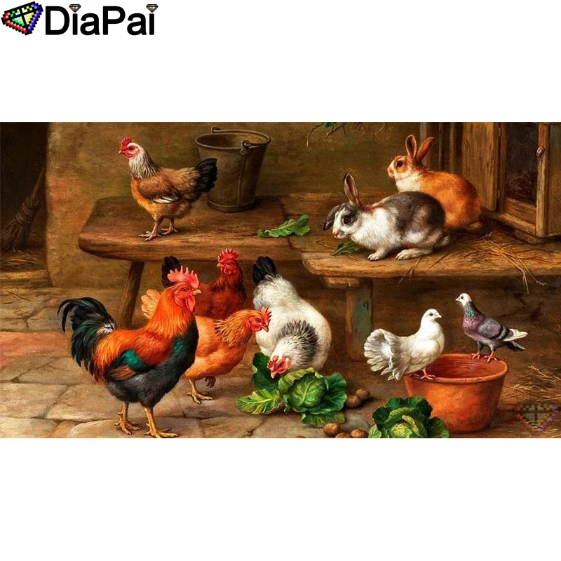 

DIAPAI 5D DIY Diamond Painting 100% Full Square/Round Drill "Animal chicken" Diamond Embroidery Cross Stitch 3D Decor A22132