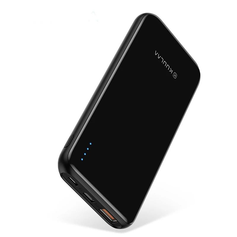 KUULAA power bank 10000 мАч Быстрая зарядка повербанк Быстрая зарядка 3,0 тонкий внешний аккумулятор зарядное устройство для xiaomi mi 9 8 iphone QC3.0 - Цвет: Black