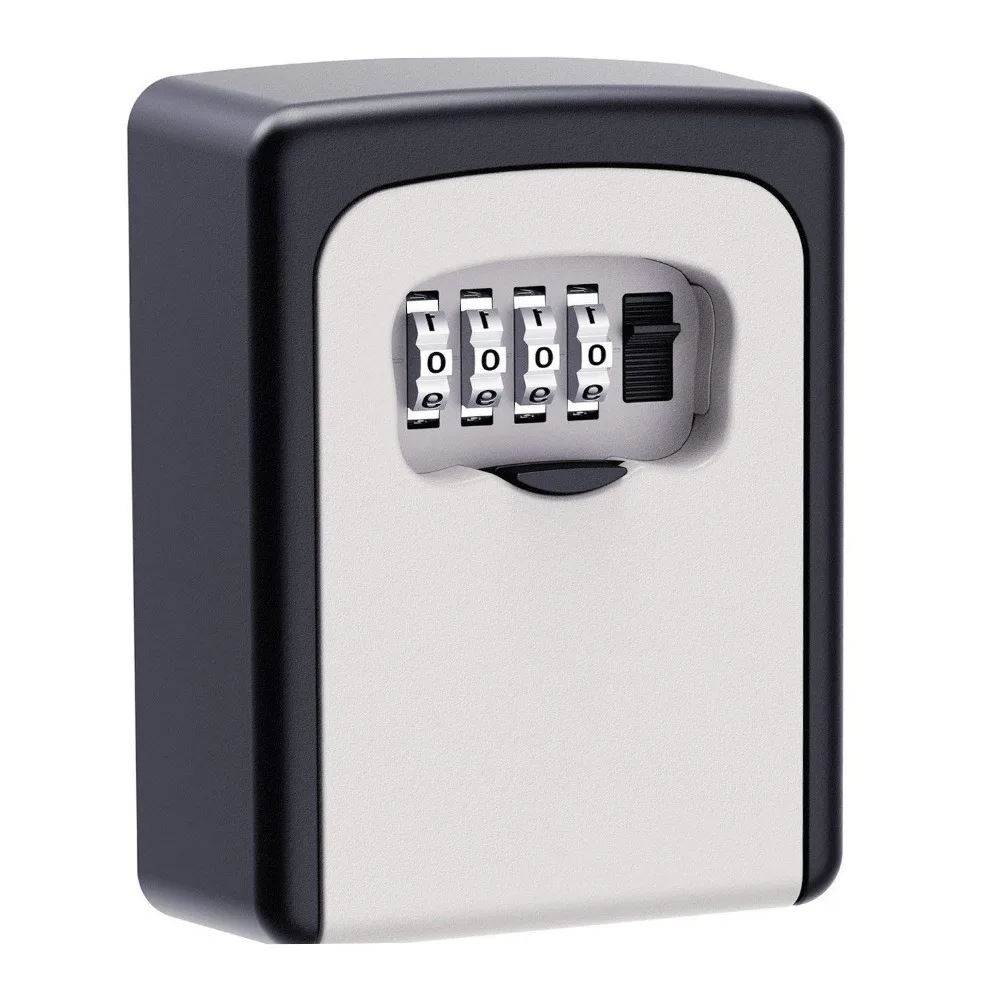 

Key Lock Box, House Key Storage Lock Box with 4 Digits Combination Outdoor Key Safe Lock Box for Outside Sturdy Wall Mounted