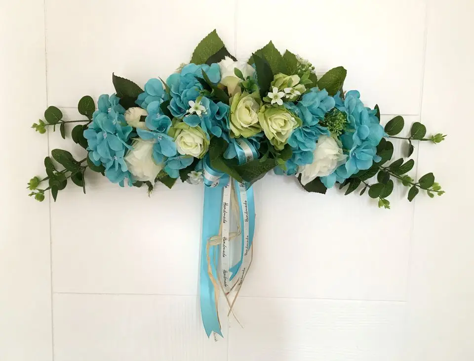 

Handmade Simulation rose wreath home door mirror flower Artificial GarlandTrim Garishness wedding party pendant