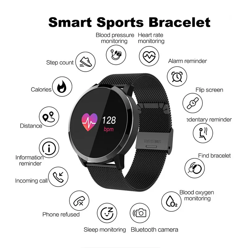 Умные часы OLED цветной экран Мода электроника для мужчин и женщин