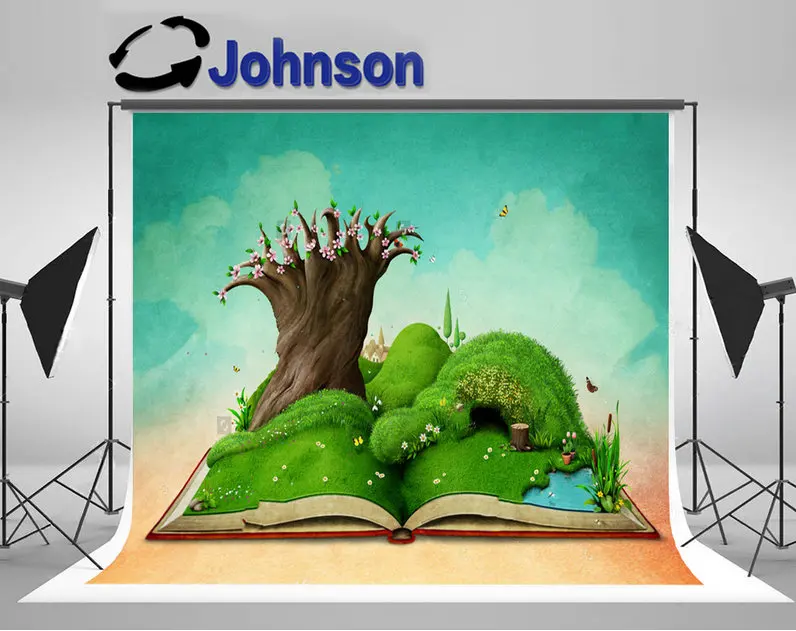 Весенний праздничный фон для фотосъемки с изображением зеленого дерева цветка