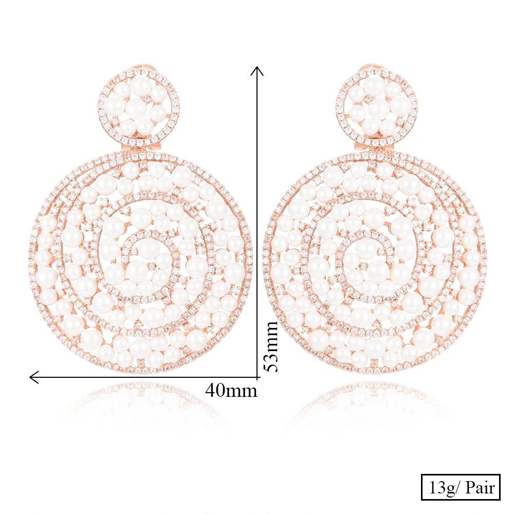 

SisCathy 2020 Charms Women Round Pearls Earrings Trendy CZ Party Wedding Engagement Statement Dubai Earrings for Women Girls
