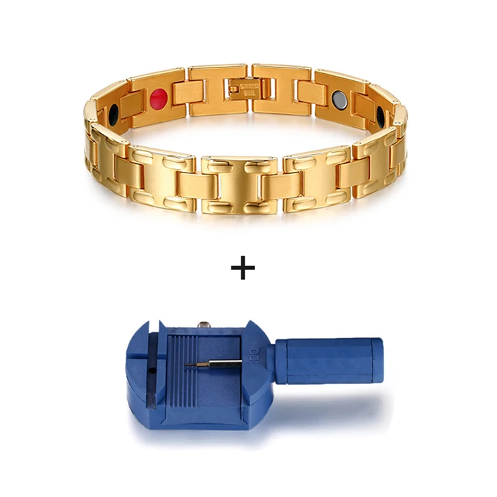 gold color with tool Vinterly магнитный браслет мужской ручной браслет Энергетический Браслет для здоровья мужской золотой цвет германий из нержавеющей стали браслеты для мужчин - Окраска металла: gold color with tool