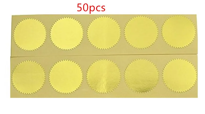 50pcs 100 шт Золотой винтажный тисненый штамп запечатывающий пустой сертификат самоклеящиеся наклейки(золото - Цвет: 50pcs