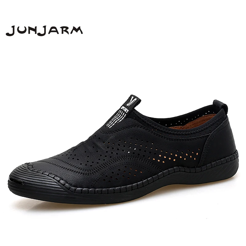 JUNJARM 2019 Handmade Men Casual Shoes Loafers Quality Breathable Microfiber Flats Slip-on Moccasins | Обувь