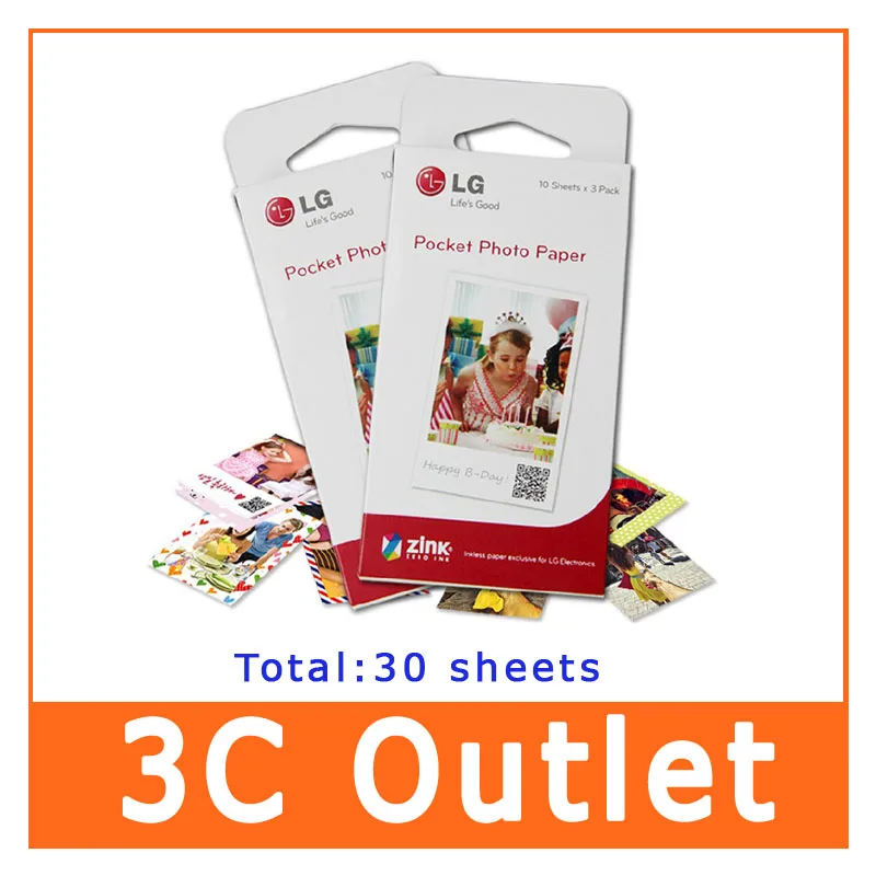 Оптом фотобумага LG ZINK * 30 листов для карманного фото PD221 PD239 PD251|pocket photo paper|lg pocket paperlg