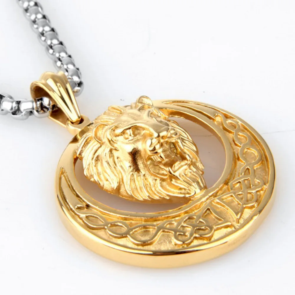 Мужская Серебряная или золотая панк классная голова льва ожерелье с подвеской из